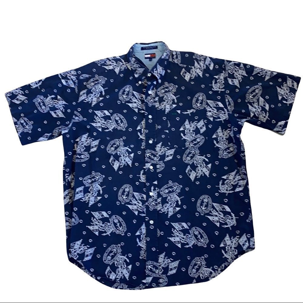 Tommy Hilfiger Men’s Nautical Button Down Shirt Size Large